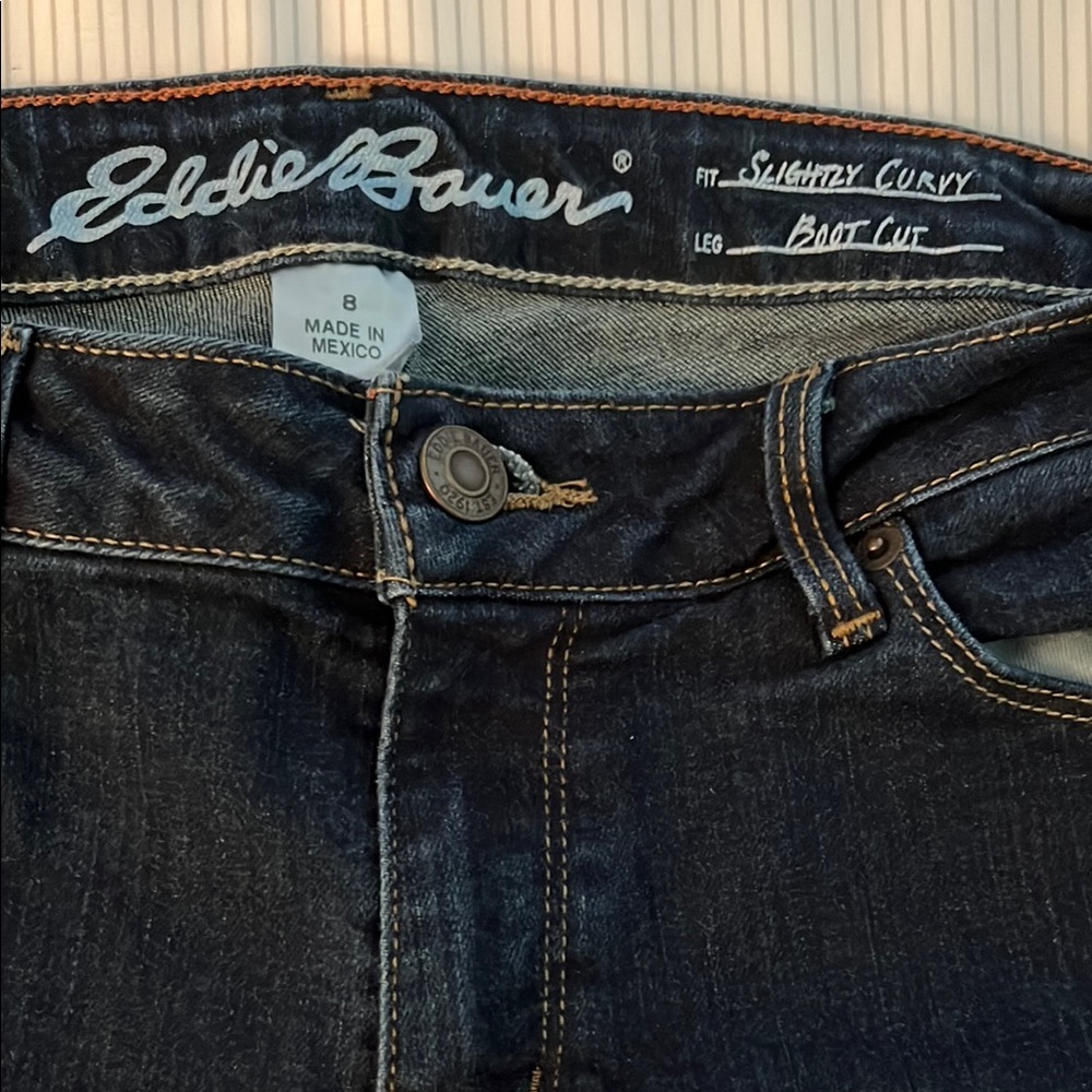 Eddie Bauer Women's Slightly Curvy Boot Cut Jeans - Dark Blue